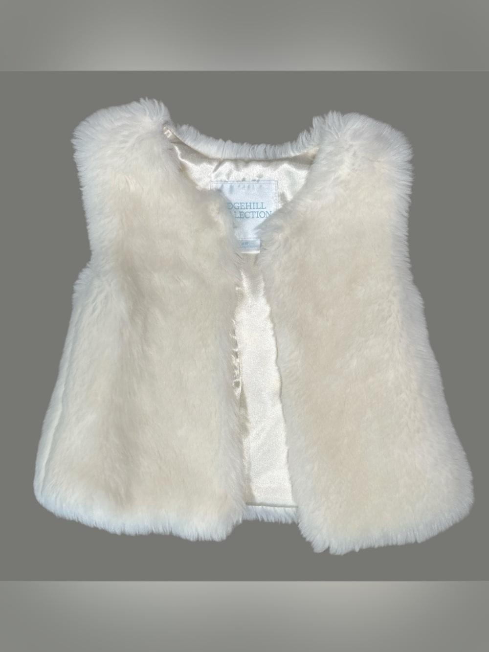 Edgehill Collection Plush Faux Fur Vest in Ivory 9 mo
